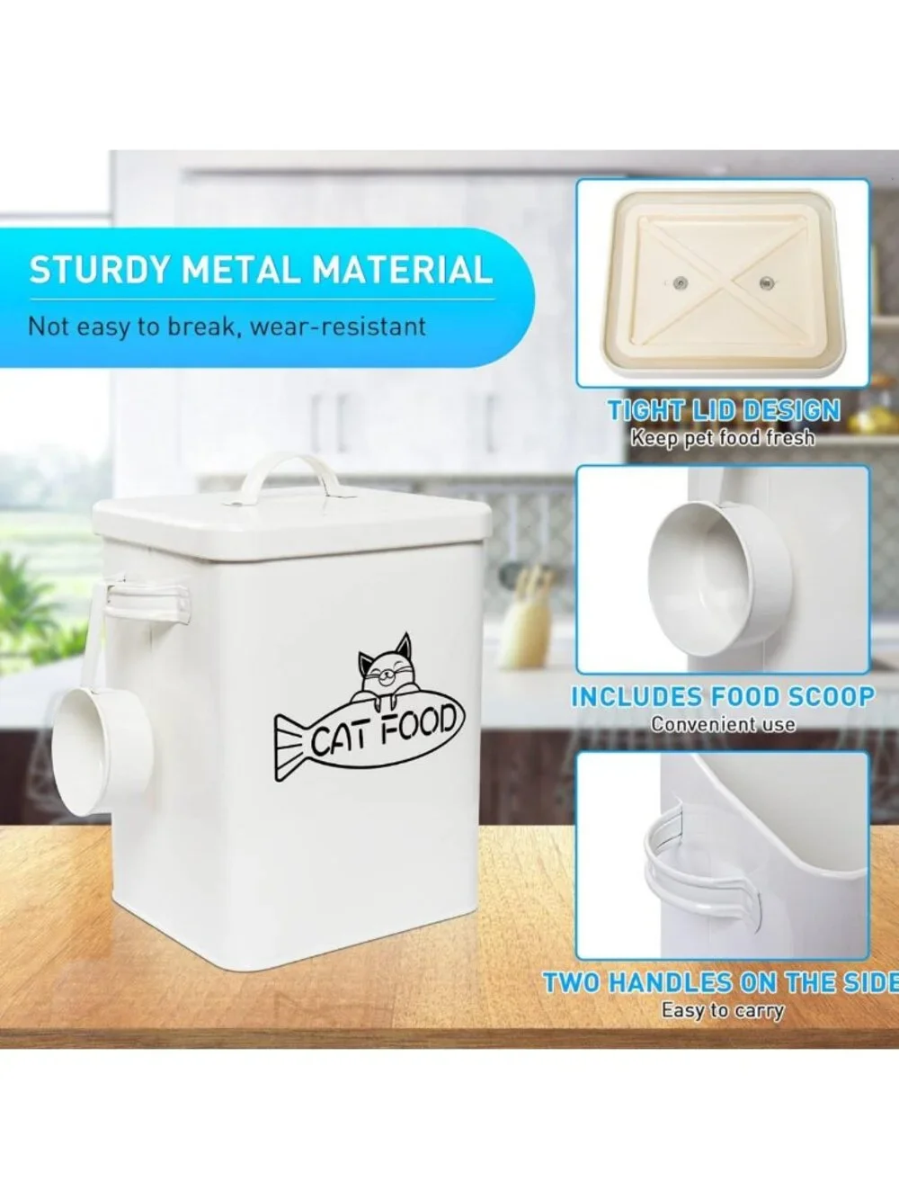Airtight Pet Food Storage Container with Lid & Scoop | Farmhouse Style, Durable